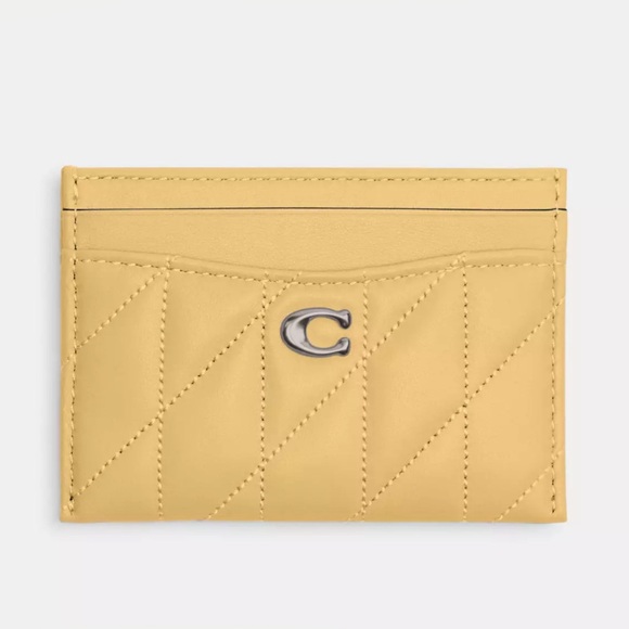 Coach Essential Card Case With Pillow Quilting in Silver/Hay Nappa Leather NWT - Picture 10 of 16